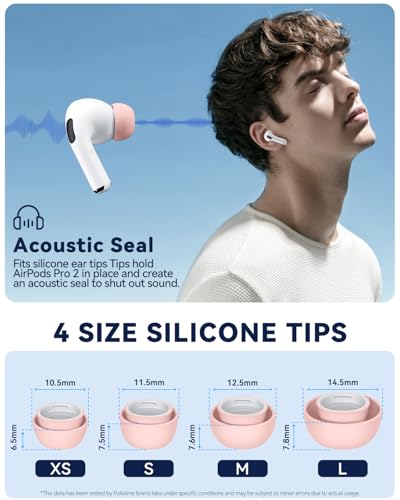 Image of 4 Pairs Replacement Ear Tips for AirPods Pro 2nd /1st (Pink) | (4 Size XXS /XS /S /M /L )Silicone Ear Tips with Cleaner kit,Noise Reduction Holewith & Built-in dust Guard Screen