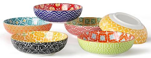 Metahom Small Dessert Bowls, Ceramic Snack Bowls For Kitchen, 11 Oz Colorful Shallow Bowl Set For Ice Cream cover