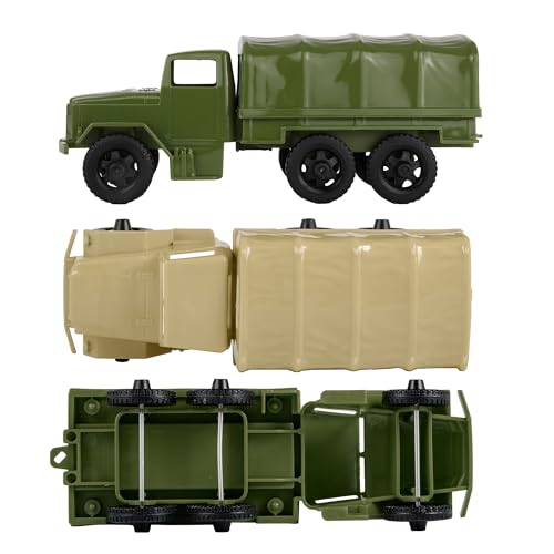 Tim Mee Toy 67940 Timmee Plastic Army Men Trucks - Od Green & Tan M34 Deuce And A Half Cargo Vehicles Us Made thumb #2