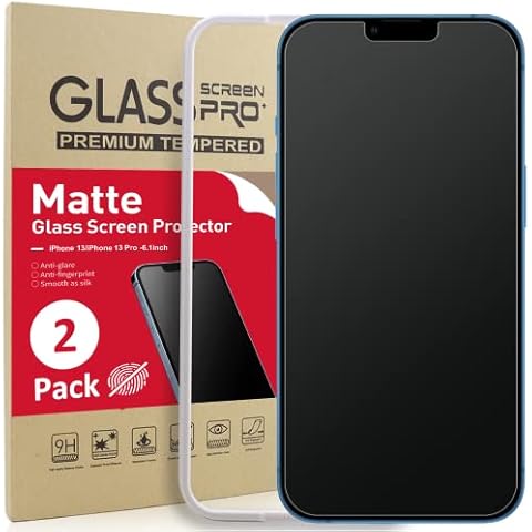 Ambison [2 Pack] Matte Glass Screen Protector Designed for iPhone 14 2022/iPhone 13/13 Pro, Install Frame/Bubble Free/Anti-Glare, 9H Tempered Glass Clear for iPhone 13/13 Pro 2021 6.1inch Cover