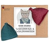 Premium Baldrian Kissen für Katzen und Katzenminze Kissen (2er Set). In Deutschland von Hand und mit Liebe gefertigtes nachhaltiges Katzenspielzeug mit Katzenminze in Premium-Qualität