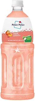 Mogu Mogu Fruit Juice Drinks with Nata De Coco 1L Bottle HALAL - Peach Flavour Drink