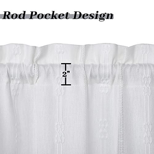 Homerry CTSL-STWWHITE15-0WTZDMAF Valances For Kitchen Windows, Boho Jacquard Stripe Tassel Farmhouse Window Treatment Decor Curtains Linen Blend Bohemian Valances thumb #1