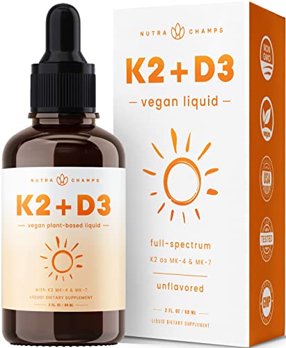 Vitamin D3 K2 Drops | Liquid Vitamin D3 5000 IU & K2 D3 with MK7 | Vitamin D Drops for Kids | Bones, Heart & Immune Health | Liquid Vitamin D in MCT Oil for Better Absorption Than Capsules & Gummies