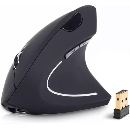 E T EASYTAO Rechargeable Ergonomic Wireless Mouse, 2.4GHz Wireless Optical Mouse with USB Receiver for Mac and Windows, Ergonomic Design, 6 Buttons, 800/1200/1600DPI, Protects Arm