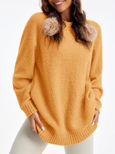 Image of Saodimallsu Womens Oversized Sweater Fuzzy Long Sleeve Casual Tunic Sweater