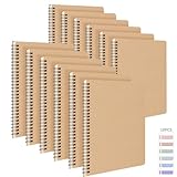 12Pcs Cuadernos de Espiral con 10 Pestañas de Indice,A5 Papel Kraft Estilo Retro Libretas Escolares,720 Hojas,Cuaderno...