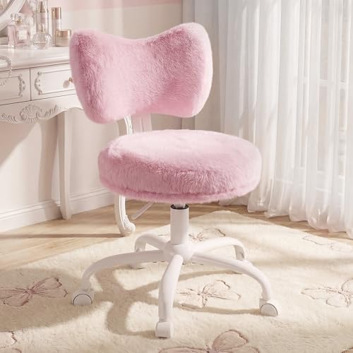 Homkdom Vanity Chair with Bow Back for Bedroom Height Adjustable Swivel