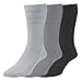 Price comparison product image HJ91 Hall MENS SOFTOP No Elastic Cotton Rich Socks 3pk Black-Mid Grey-Silver Grey 6-11