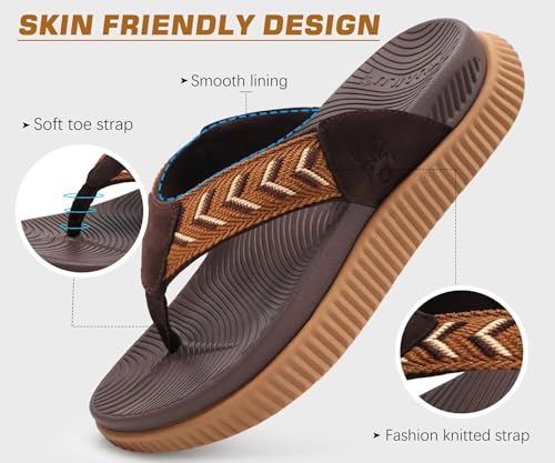 Image of KuaiLu Womens Orthotic Flip Flops with Arch Support Cushion Recovery Sandal | Slip On Yoga Mat Walking Plantar Fasciitis Thong Sandles，Comfortable Summer Ladies Trendy Beach Pool Outdoor Sandalias