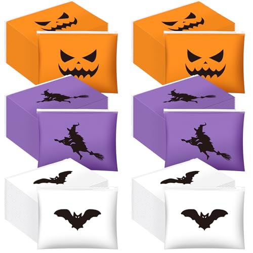 150 Pcs Halloween Cosmetic Bag Bulk, EVA Witch Bat Pumpkin Makeup Bag, Travel Purse Pouch Toiletry Organizer with Zipper for Women, Goodie Snacks Candy Gift Bags for Halloween Party Favors (3 Styles)