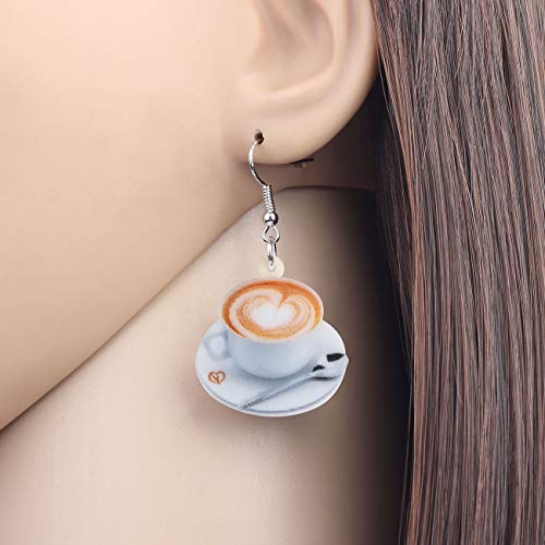 DOWAY Acrylic Charm Coffee Cup Spoon Eiffel Tower Earrings Drop Dangle Jewelry Fashion Decoration for Women Funny Party Gifts2