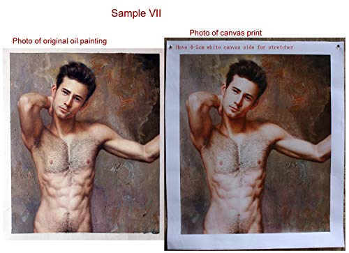 Male Nude Art Prints From Original Oil Painting Canvas Transfer Portrait Handsome Young Men Gift For Wife, Antique Painting Gay Art Standing Men Giclee Limited Edition Print Signed (42"X62"-Frameless) #TOP3
