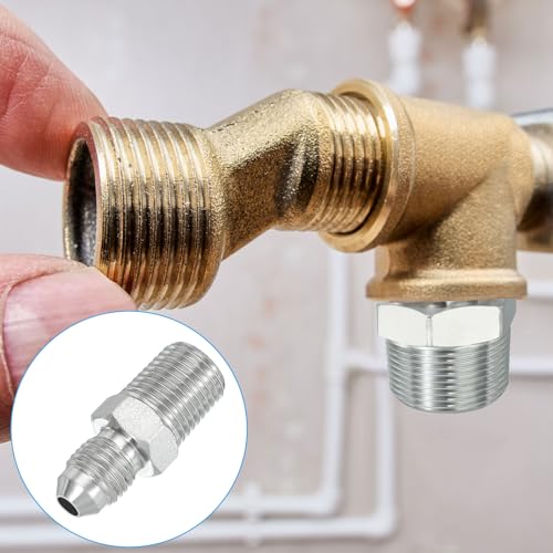 Image of PATIKIL Pipe Adapter Connector 7 /16 inch Male 74 Flare JIC x 1 /4 inch Male R Pipe Fitting Oil Feed Restrictor Fitting Hydraulic Connector for Oil Steam Water Pipelines System