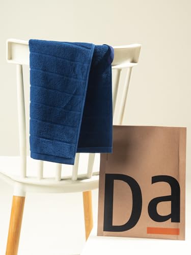 Image of DAMENSCH 100% Cotton Hand Towel, Super Soft Gym Towel for Men Workout, Ultra Absorbent Kitchen Towels Cotton, Quick Dry, Long Lasting Colours Hand Towel Set-Nightfall Blue II