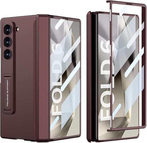 Image of Kapa Magnetic Hinge with Inbuilt Stand Case for Samsung Galaxy Z Fold 6 | Shockproof Stand Hybrid Bumper Back Cover (Wine Red)