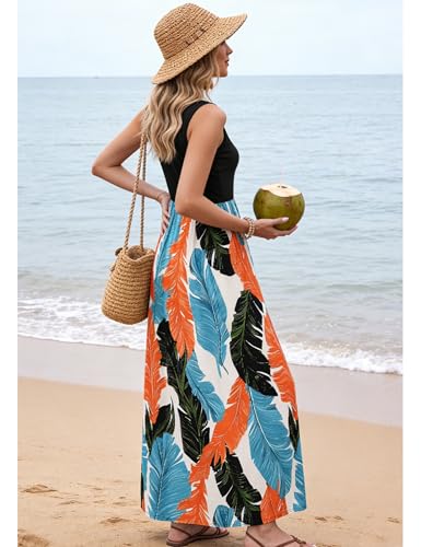 Image of Bluetime Women's Summer Boho Sleeveless Floral Print Tank Long Maxi Dress (S-3XL)
