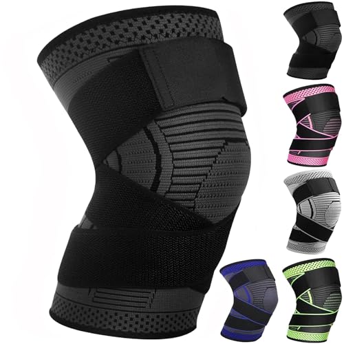 Rodilleras Menisco y Ligamento Ajustable Rodillera Estabilizadora 1 Pieza Rodilleras Deportivas Para Hombres y Mujeres Para de Menisco, Tendinitis, Correr, Baloncesto (Negro, XXL)