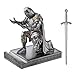 NCQIXIAO Medieval Templar Vanguard Officer Knight Pen Holder Pen Stand Desk Organizers and Accessories Resin Mobile Phone Stand as Gift for Office and Home Desk Organizer (Silver)