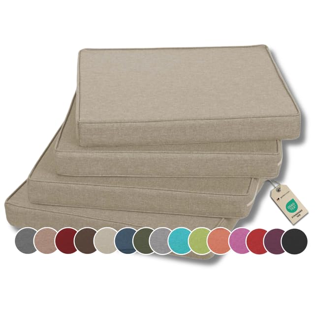 Gutekissen Cuscino per sedia Cuscino per sedie/panche per casa e giardino Cuscino per giardino Cuscino per sedia Molti colori FK5 (45x45, Crema, 4)