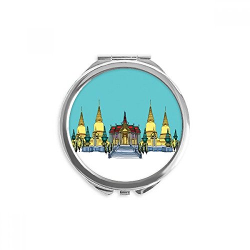 Miroir maquillage de poche haut de gamme illustration temple d'or
