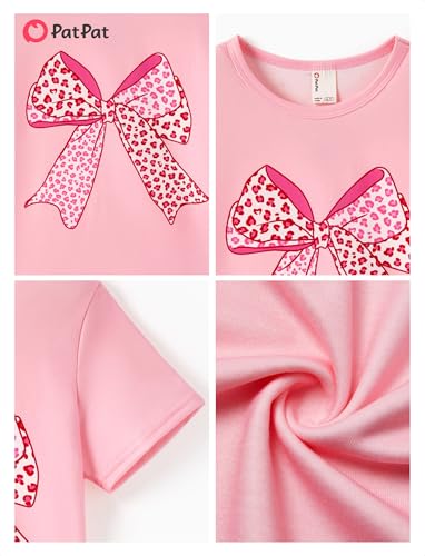 Image of PATPAT Girls Crewneck Short Sleeve Graphic Tees Animal Print Shirts Cute Summer Outfits 5-12 Years