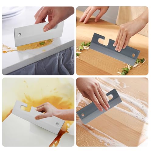 Image of 2 Pcs 7.68 inch Silicone Squeegee White Soft Water Scraper Cleaner Hanging Hole Car Window Blade Flexible Waterblade Cleaner Tool for Shower Doors Mirror Bathroom Glass Kitchen Countertops Sink