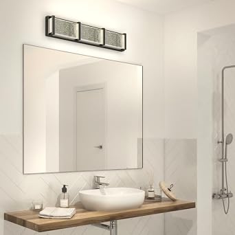 ARTIKA Subway 20W LED Modern Vanity Light Fixture, Black - Ideal for Bathroom Lighting, 900 Lumens, 3500 Kelvin, Bubble Glass Diffuser, No Bulb Required