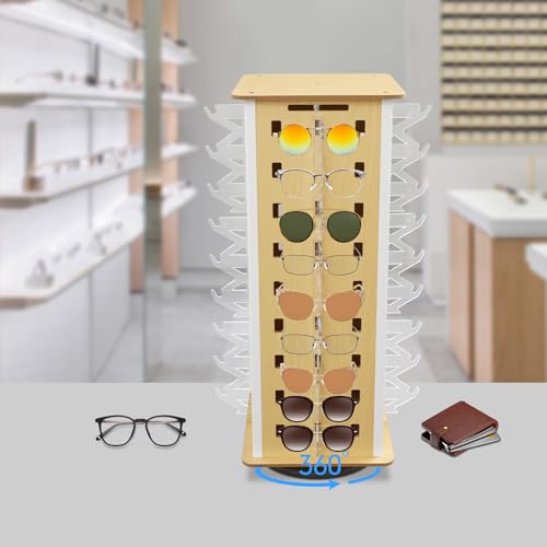 Expositor para gafas evita rayaduras y organiza 36 pares en un carrusel giratorio 3