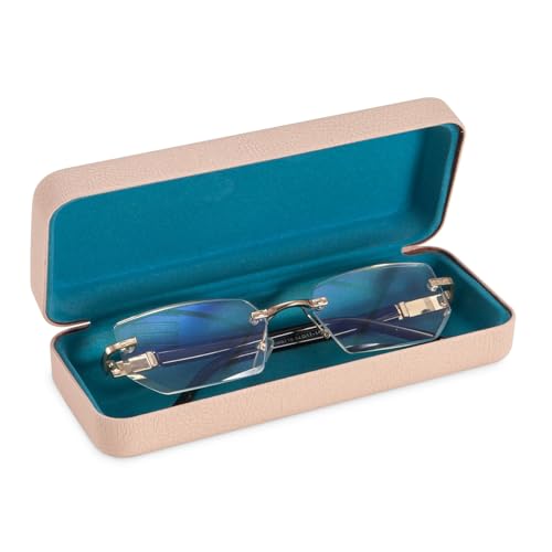 Image of TRIUMPH VISION Sunglasses Case Hard Shell Glasses Case Eyewear Eyeglasses | Sunglass Eyeglass Hard Case for Women and Men Metal PU Leather Lined Storage with Microfiber Cleaning Cloth Protection