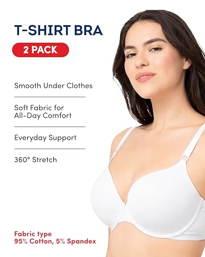 Image of Fruit of the Loom Women's Smooth Cotton T-Shirt Bra - Ultra-Soft, Flexible, and Invisible Under Tees
