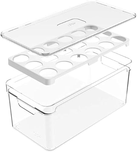Armazenador e Organizador de Ovos Clear Fresh 36 Un Porta Ovos com Tampa e Alças Laterais Geladeira