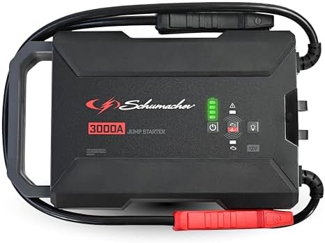 Schumacher Electric Lithium Jump Starter and Portable Power Station, SL1653, 3-in-1, 3000 Amps, 12 Volt, 2.4 USB Port, LED Light, for Car, Truck, SUV, and Marine Batteries