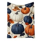 Generisch 2026 Herbstliche Kürbisdecke 150 x 2 cm, Fleecedecke für Jungen, Mädchen, Kinder, Teenager und Erwachsene, Rosenblätter, Kuscheldecke, ästhetische -Decke für Bett und Couch (A, One Size)