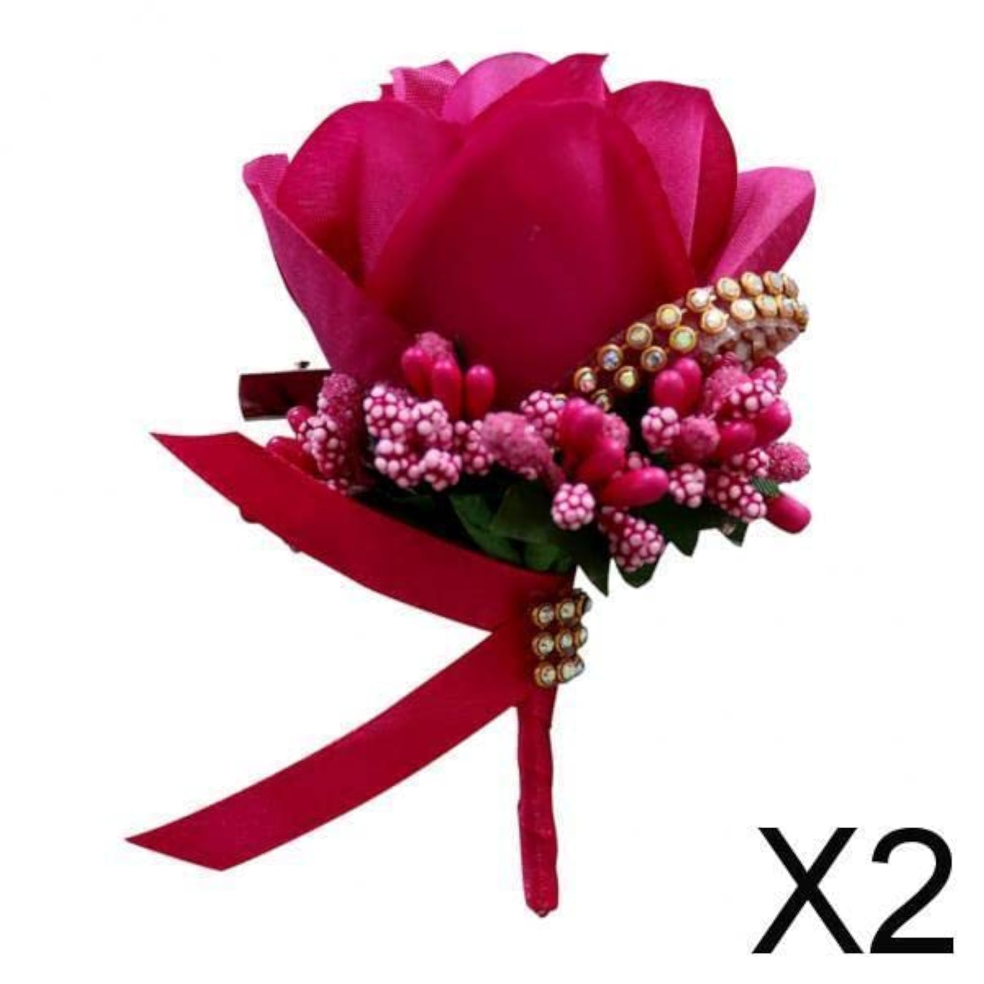 Rose Flower Brooch Pin Wedding Corsage Pin, Red