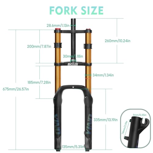 image for BUCKLOS 20 inch 4.0 Fat Tire E-Bike Air Suspension Fork, 180mm Travel 