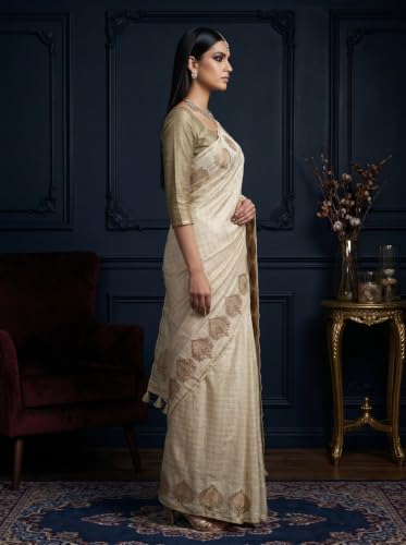 MIMOSA banarasi silk saree in tussar silk – image 4