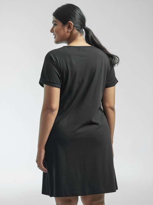 Image of Fflirtygo Women's Cotton Nighty | Printed Knee Length Nighty | Short Sleeve Nighty | Short Nightdress | Long T-Shirt | Regular Fit Night Gown | Nightwear | Sleepwear & Casual Wear Nighty
