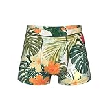 Hingor Boxer da uomo con stampa di fiori di ibisco con foglie di vegetazione e biancheria intima traspirante, comodi boxer da palestra, confezione multipla S-4XL, Nero , S
