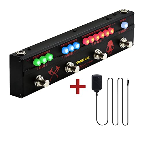 SONICAKE Multiefectos Pedal de Guitarra Black Hammer Heavy Metal Hi-Gain Distortion Boost Chorus Delay Pedal de efectos