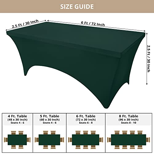 Image of Utopia Kitchen Spandex Tablecloth 2 Pack [6FT, Hunter Green] Tight, Fitted, Washable and Wrinkle Resistant Stretch Rectangular Patio Table Cover for Event, Wedding & Parties [72Lx30Wx30H Inch]