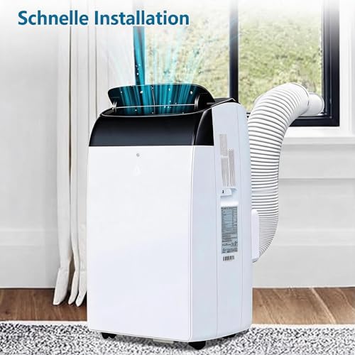Thaookte Mobile Klimaanlage Mit Fernbedienung, 3- in- 1 Klimaanlage Mit Abluftschlauch: Kühlung/ Ventilator/ Entfeuchter, Mobil Klimagerät Leise 10000 BTU, 24h- Timer, Für Räume Bis 51㎡- Sch-7