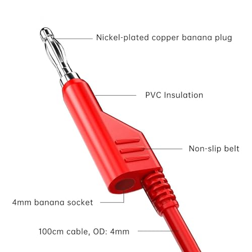 Cleqee Stapelbar Banane zu Bananenstecker Prüfkabel 2 Stück Weiches Elektrisches Prüfkabel Draht 10ft/3m Rot Schwarz für Multimeter 1000V 15A