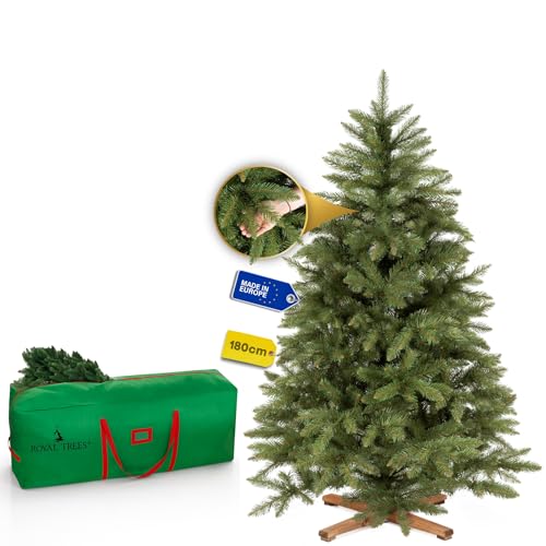 Árbol de Navidad artificial ROYAL TREES de 180 cm – Abeto escandinavo artificial, árbol de Navidad denso con 624 puntas, árbol de abeto realista grande incl. soporte de madera estable y bolsa de
