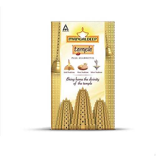 Mangaldeep Temple 3 in1 Agarbatti - Experience The Divinity of Temple 108g (2 Packs x 33g & 1 Pack x 42g)