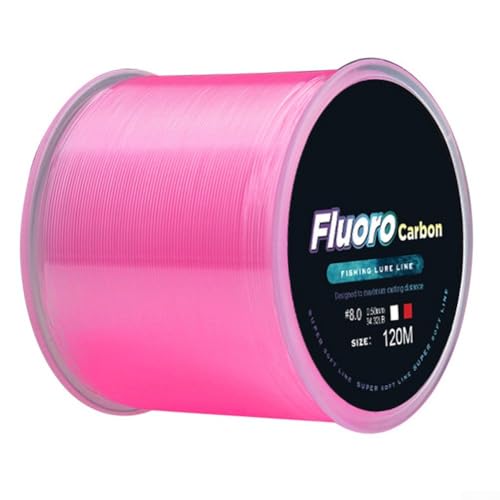 Fluorocarbon Fishing Line – 120M Low-Visibility Soft Leader Line with High Tensile Strength, Carbon Fiber Reinforced, for Lure Fishing (0.8#–8.0#)(Pink8)