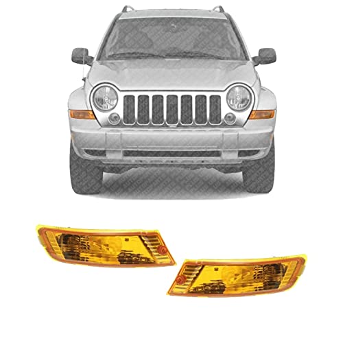 US AUTO PARTS PLUS New Front Turn Signal Lights Assembly Right Passenger & Left Driver Side Direct Replacement For Jeep Liberty 2005-2007 55156766AE 55156767AE CH2521143 CH2520143