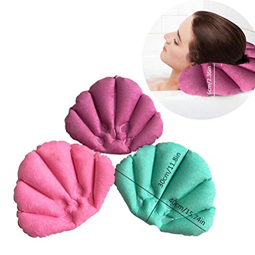 Preisvergleich Produktbild Calayu Badewannenkissen, Aufblasbare schalenförmige Nackenkissen verstellbare Badekissen mit Saugnapf für Home Spa Relax