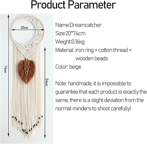 Tapiz de pared de luna macramé boho con hojas para decoración tejida artesanal 6