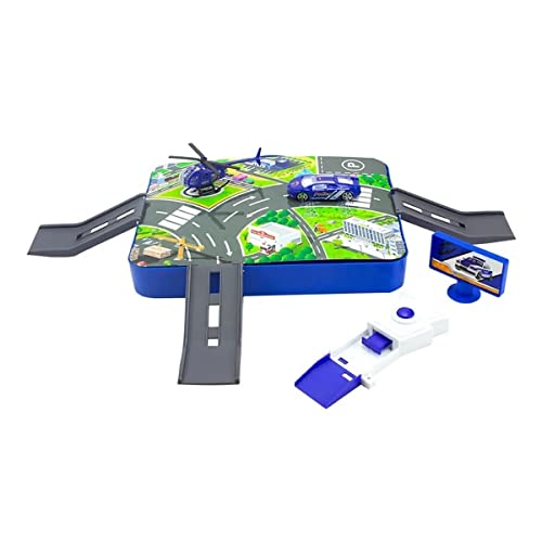 Kit Policia Pista Garagem Na Maleta Com 9 Peças